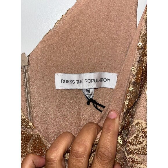 NWT Dress The Population Harper SequinMaxi Gown Dress Rose Gold size Medium - Picture 8 of 12